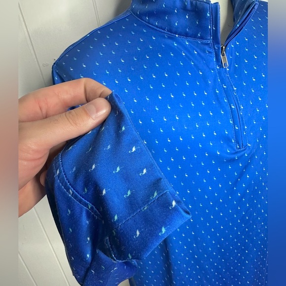 Tailorbyrd Royal Blue Byrd Print Performance Quarter Zip - Picture 8 of 11